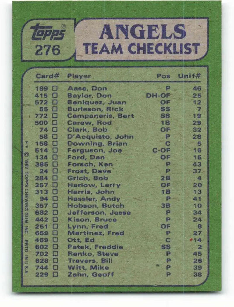 1982 Topps #276 Rod Carew/Ken Forsch EX Excellent California Angels Baseball Card - Baseball Card Single