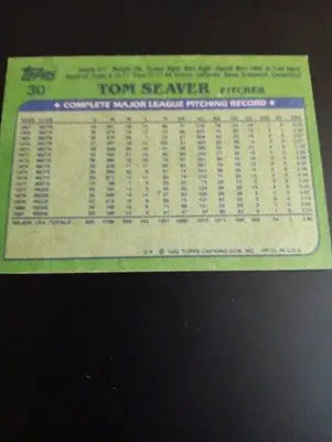 1982 Topps #30 Tom Seaver Cincinnati Reds. HOF. EX-NRMT - Baseball Card Single