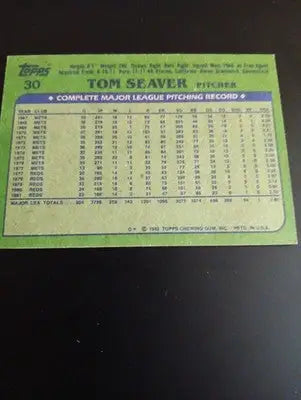 1982 Topps #30 Tom Seaver Cincinnati Reds. HOF. EX-NRMT - Baseball Card Single