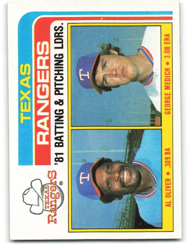 1982 Topps #36 Al Oliver/Doc Medich EX Excellent Texas Rangers Baseball Card - Baseball Card Single