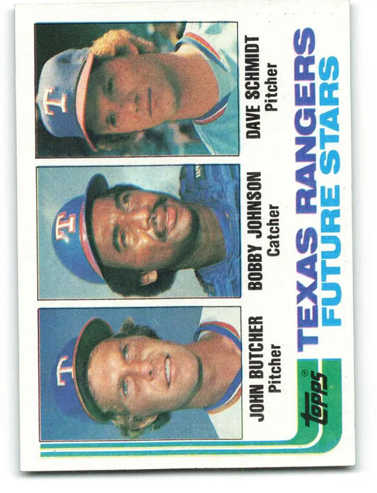 1982 Topps #418 John Butcher/Bobby Johnson/Dave Schmidt EX Excellent RC Rookie Texas Rangers Baseball Card - Baseball