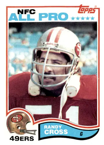 Randy Cross football card from 1982 Topps with original gloss, excellent 49ers condition