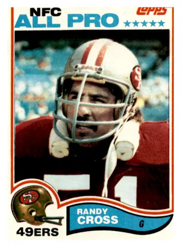 Randy Cross football card from 1982 Topps with excellent 49ers original gloss