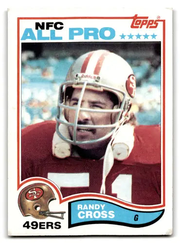 Original gloss 1982 Topps Randy Cross football card featuring Randy Cross with Simply Sandoval branding