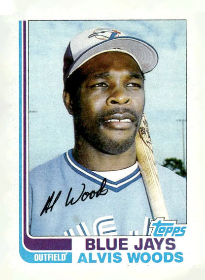 1982 Topps Alvis Woods baseball card featuring Toronto Blue Jays player Alvis Woods