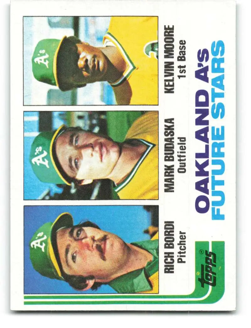 1982 Topps #531 Rich Bordi/Mark Budaska/Kelvin Moore EX Excellent RC Rookie Oakland Athletics Baseball Card - Baseball