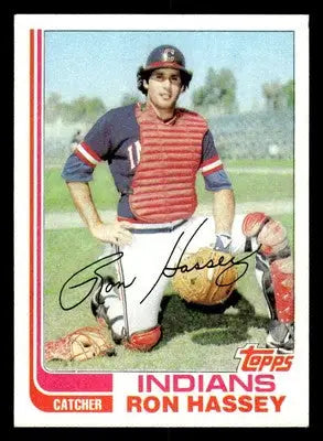 Vintage 1982 Topps Ron Hassey baseball card featuring Cleveland Indians catcher