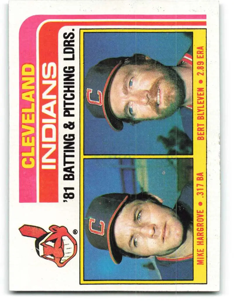 1982 Topps #559 Mike Hargrove/Bert Blyleven EX Excellent Cleveland Indians Baseball Card - Baseball Card Single