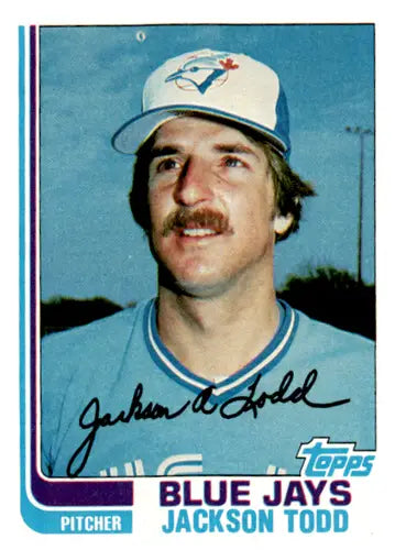 Original gloss Jackson Todd baseball card from 1982 Topps #565 featuring Simply Sandoval logo