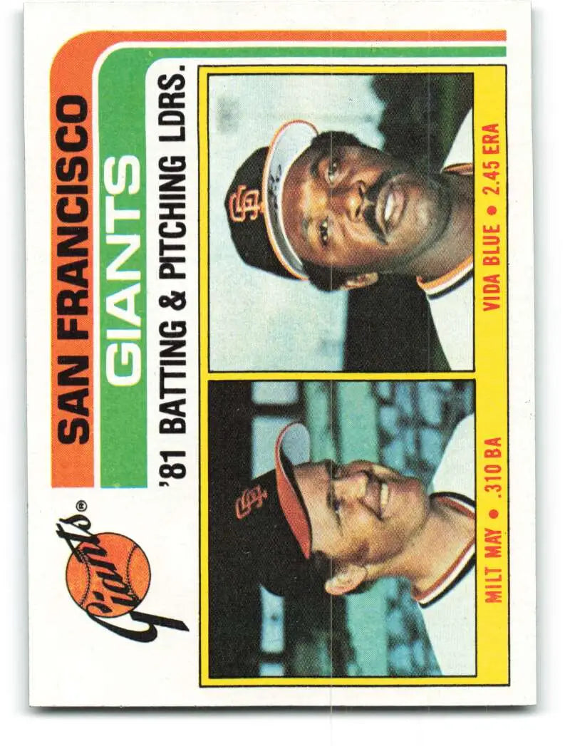 1982 Topps #576 Milt May/Vida Blue EX Excellent San Francisco Giants Baseball Card - Baseball Card Single