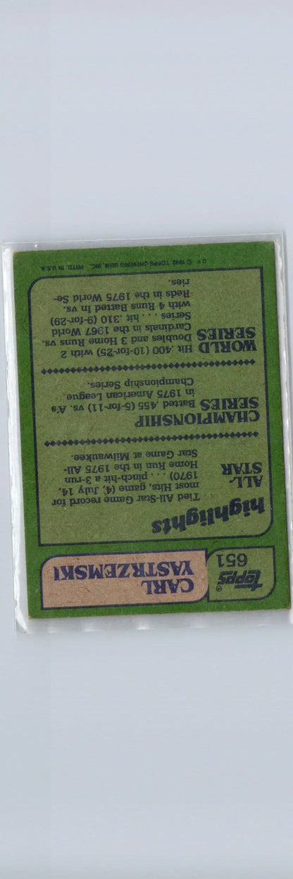 1982 Topps Carl Yastrzemski baseball card showcasing legendary Boston Red Sox player