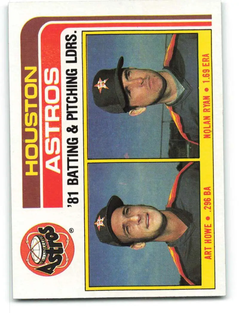 1982 Topps #66 Art Howe/Nolan Ryan EX Excellent Houston Astros Baseball Card - Baseball Card Single