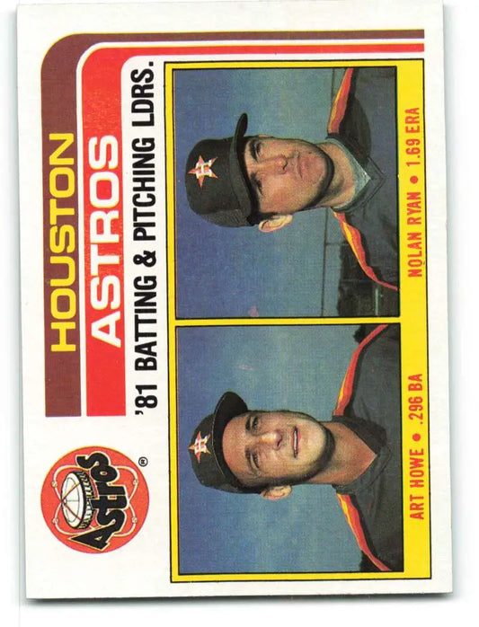 1982 Topps #66 Art Howe/Nolan Ryan EX Excellent Houston Astros Baseball Card - Baseball Card Single