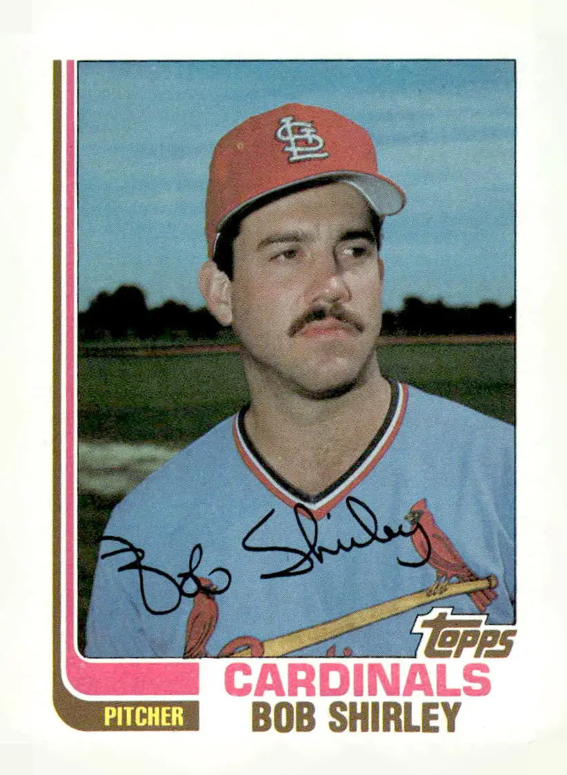 Autographed 1984 Topps Bob Shirley baseball card from 1982 Topps #749 featuring Shirley baseball card