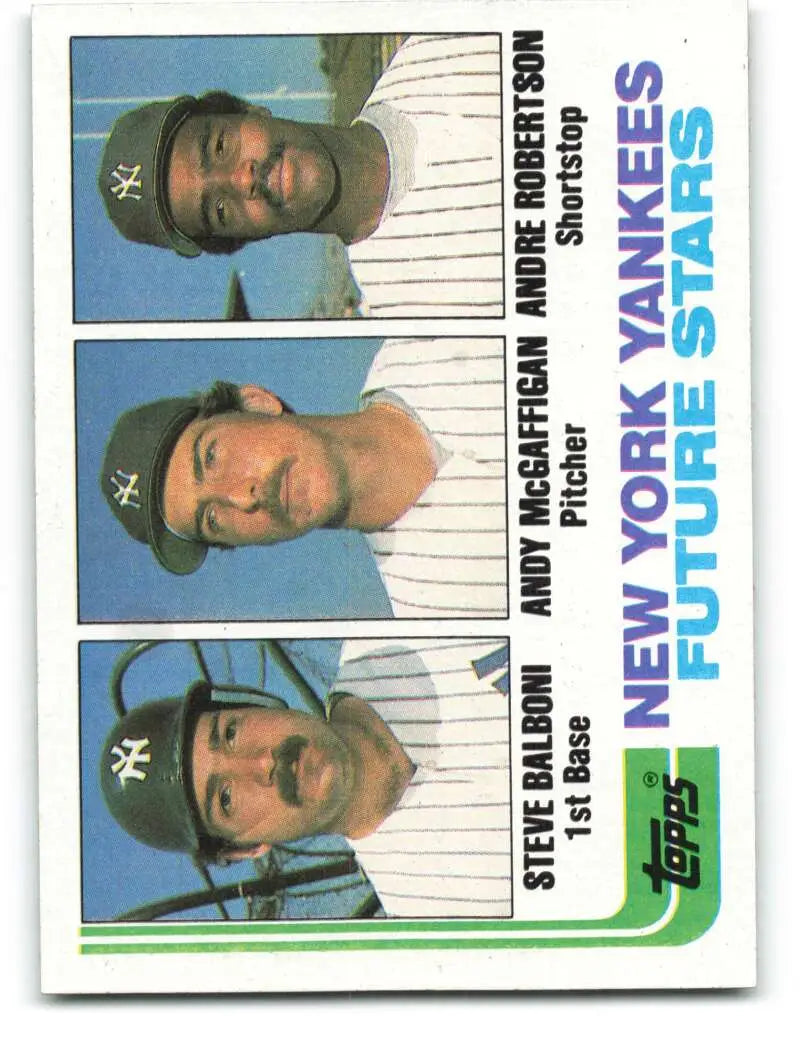 1982 Topps #83 Steve Balboni/Andy McGaffigan/Andre Robertson EX Excellent RC Rookie New York Yankees Baseball Card