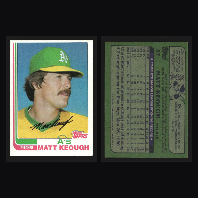 1982 Topps #87 Matt Keough Oakland Athletics - Baseball Card Single