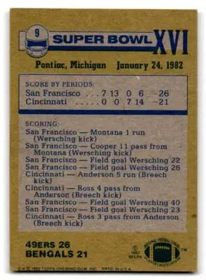 1982 Topps #9 Super Bowl XVI