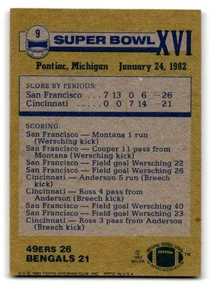 1982 Topps #9 Super Bowl XVI - Football Card Single