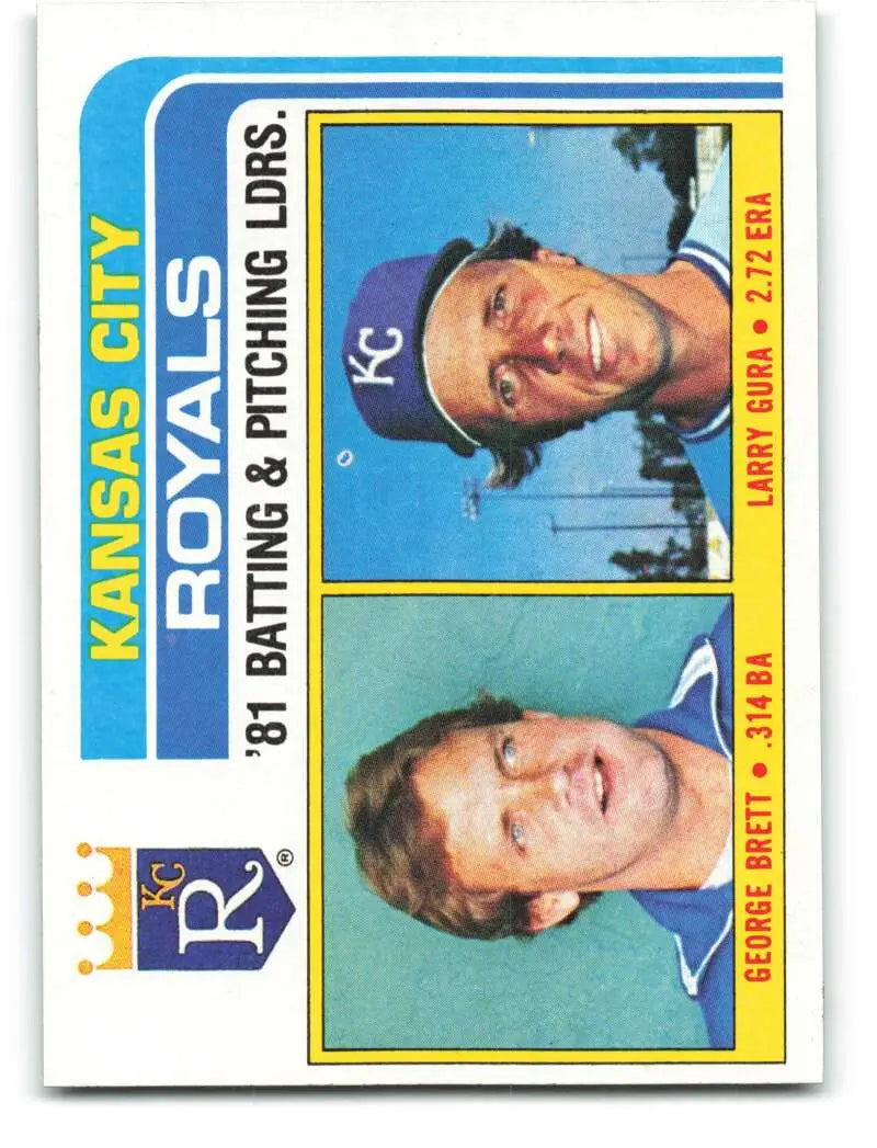 1982 Topps #96 George Brett/Larry Gura EX Excellent Kansas City Royals Baseball Card - Baseball Card Single