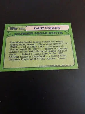 1982 Topps - All-Star Gary Carter #344. Montreal Expos. NRMT+