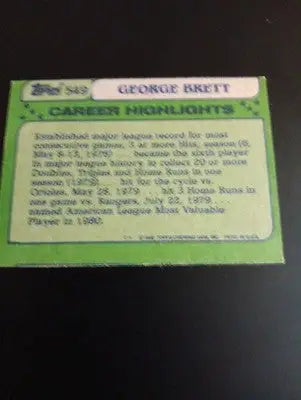1982 Topps - All-Star George Brett #549. Kansas City Royals. EX-NRMT - Baseball Card Single