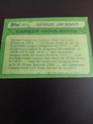 1982 Topps - All-Star Reggie Jackson #551. New York Yankees. NRMT+
