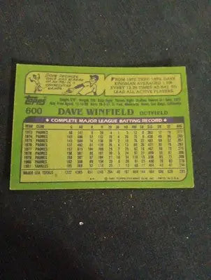 1982 Topps - Dave Winfield #600. NY Yankees. NRMT+ - Baseball Card Single