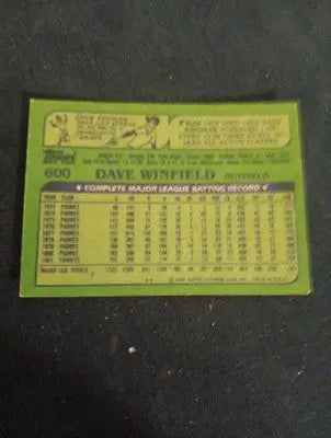 1982 Topps - Dave Winfield #600. NY Yankees. NRMT+ - Baseball Card Single