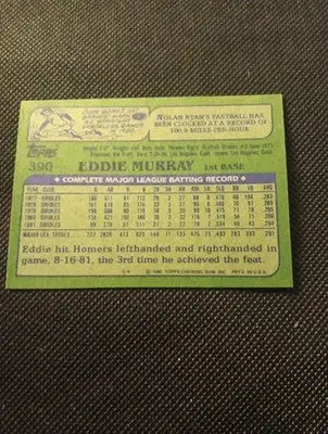 1982 Topps - Eddie Murray #390. Baltimore Orioles. EX - EX+ - Baseball Card Single