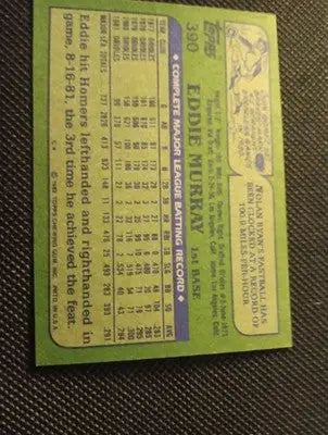 1982 Topps - Eddie Murray #390. Baltimore Orioles. EX - EX+ - Baseball Card Single