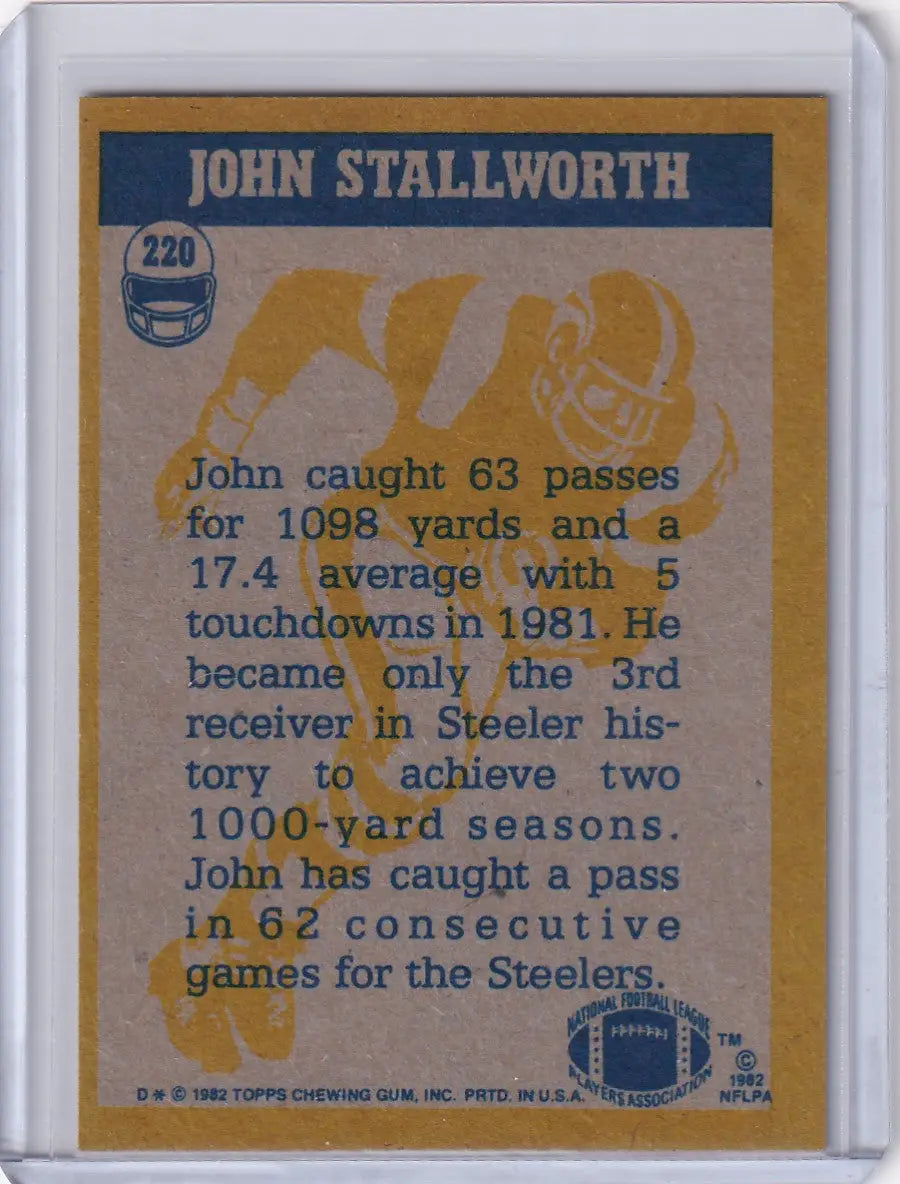 1982 Topps Football John Stallworth Pittsburgh Steelers trading card display