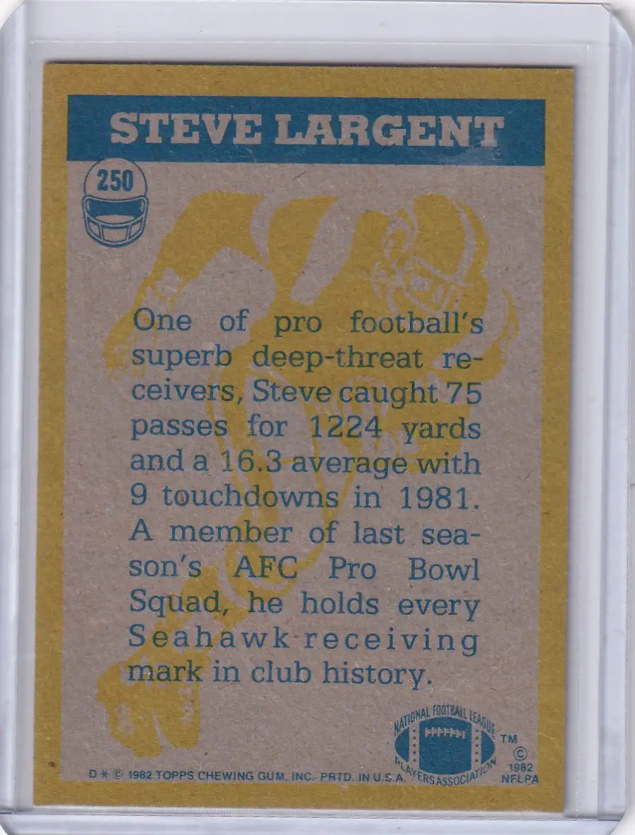 1982 Topps Football Steve Largent card Seattle Seahawks collectible image