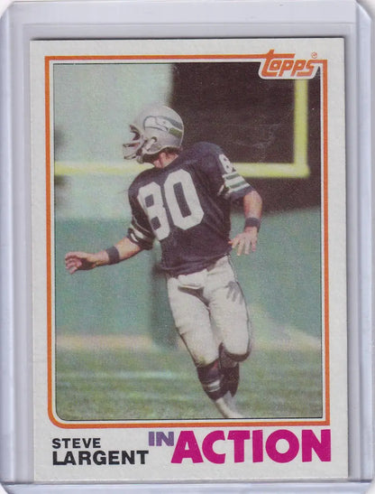 Steve Largent football card from 1982 Topps Football featuring Seattle Seahawks player