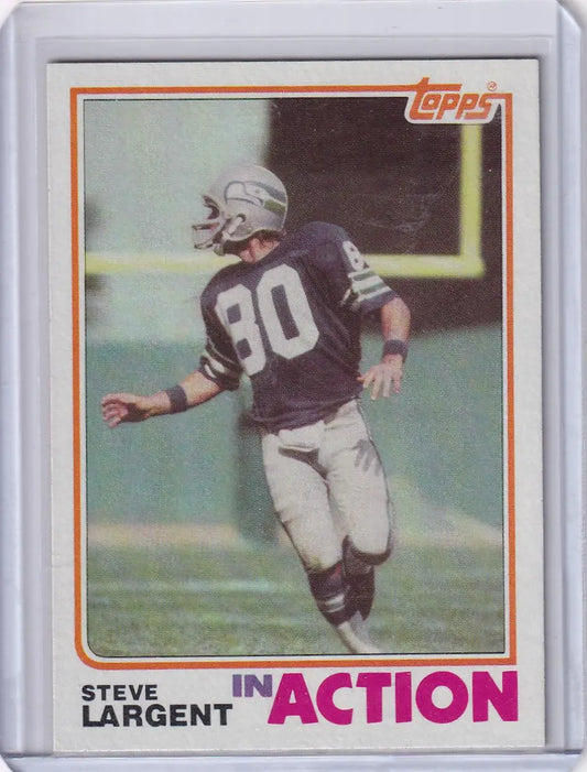 Steve Largent football card from 1982 Topps Football featuring Seattle Seahawks player