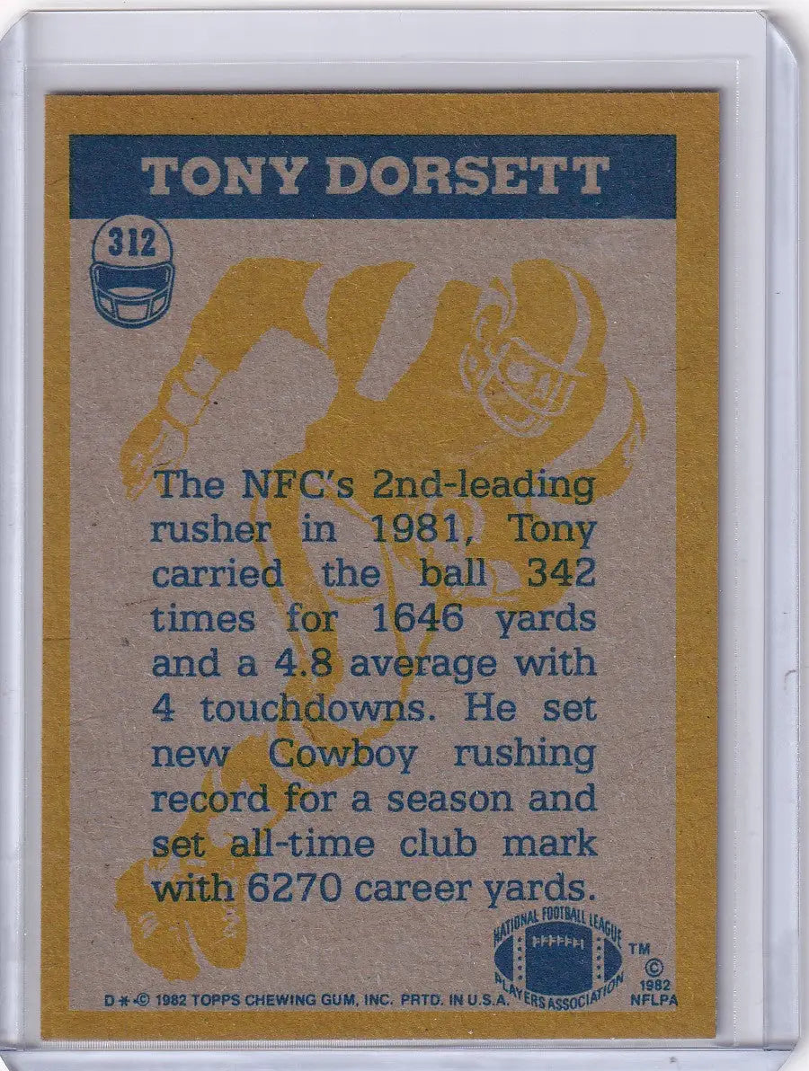 1982 Topps Football Tony Dorsett Dallas Cowboys rookie card image
