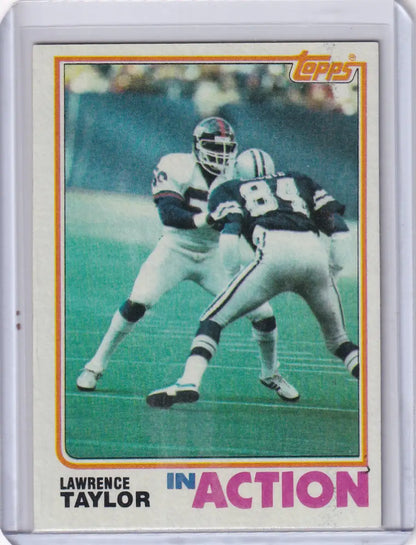 1982 Topps Football Lawrence Taylor card featuring New York Giants player