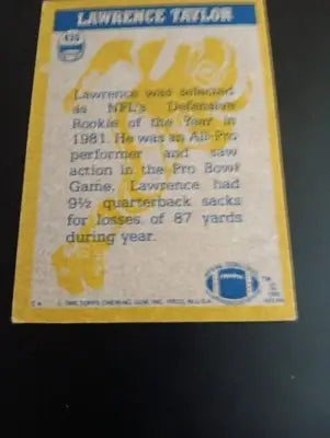 1982 Topps - In Action Lawrence Taylor #435 (RC). New York Giants. EX - Football Card Single