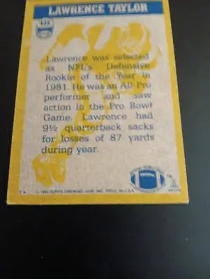 1982 Topps - In Action Lawrence Taylor #435 (RC). New York Giants. EX - Football Card Single