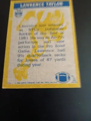 1982 Topps - In Action Lawrence Taylor #435 (RC). New York Giants. EX - Football Card Single