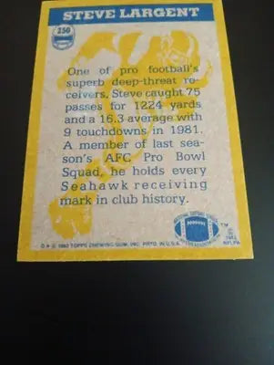 1982 Topps - In Action Steve Largent #250. Seattle Seahawks. EX+ - NRMT - Football Card Single