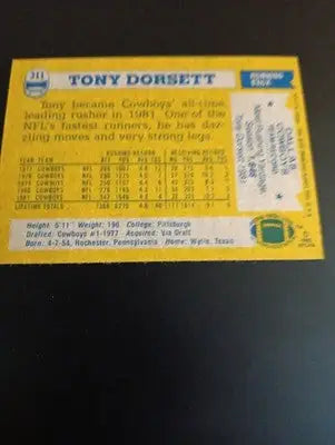 1982 Topps - Tony Dorsett #311. Dallas Cowboys. NRMT+ - Football Card Single