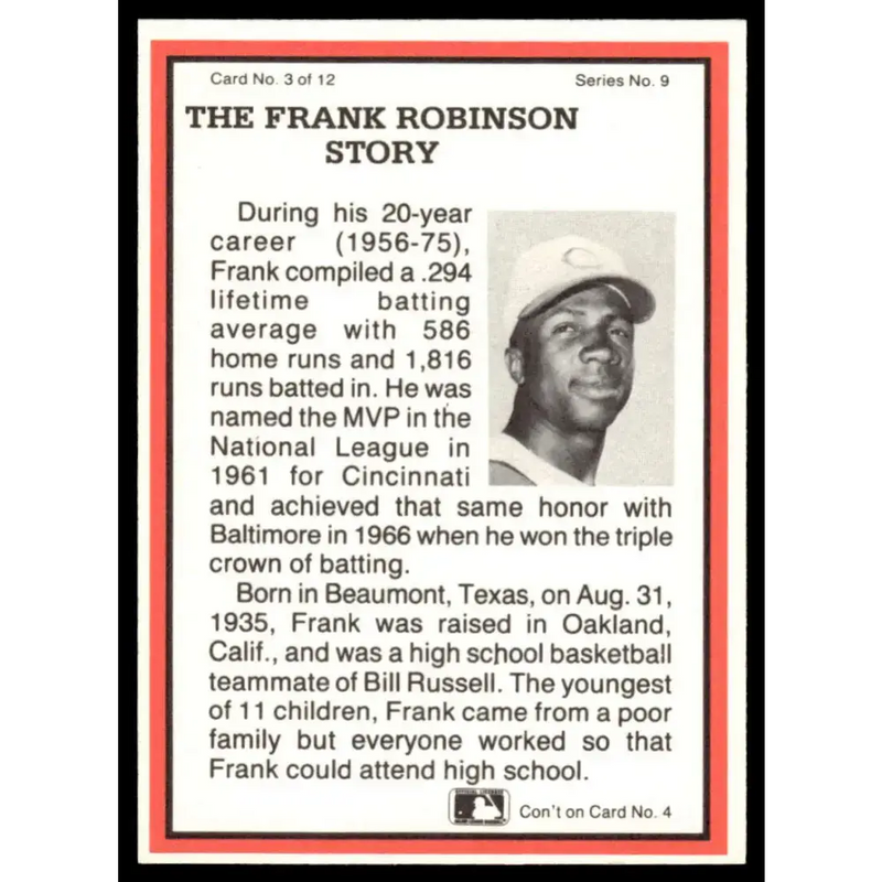 1983 #3 Frank Robinson EX/NM Cincinnati Reds Baseball Card - Baseball Card Single