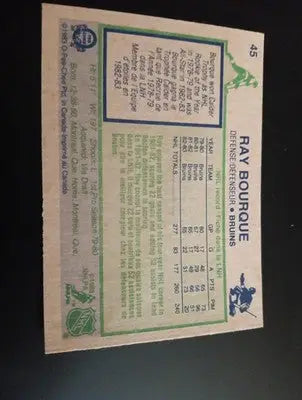 1983-84 O-Pee-Chee - Ray Bourque #45. Boston Bruins. EX+ - Hockey Card Single