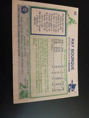 1983-84 O-Pee-Chee - Ray Bourque #45. Boston Bruins. EX+ - Hockey Card Single