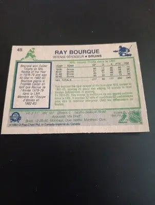 1983-84 O-Pee-Chee - Ray Bourque #45. Boston Bruins. EX+ - Hockey Card Single