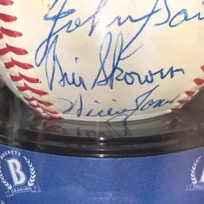 Signed baseball from the 1983 Cracker Jack Old Timer Game with multiple autographs