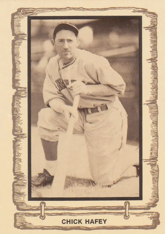 Vintage baseball card of Cramer Legends Chick Hafey #116 from the Reds on the field