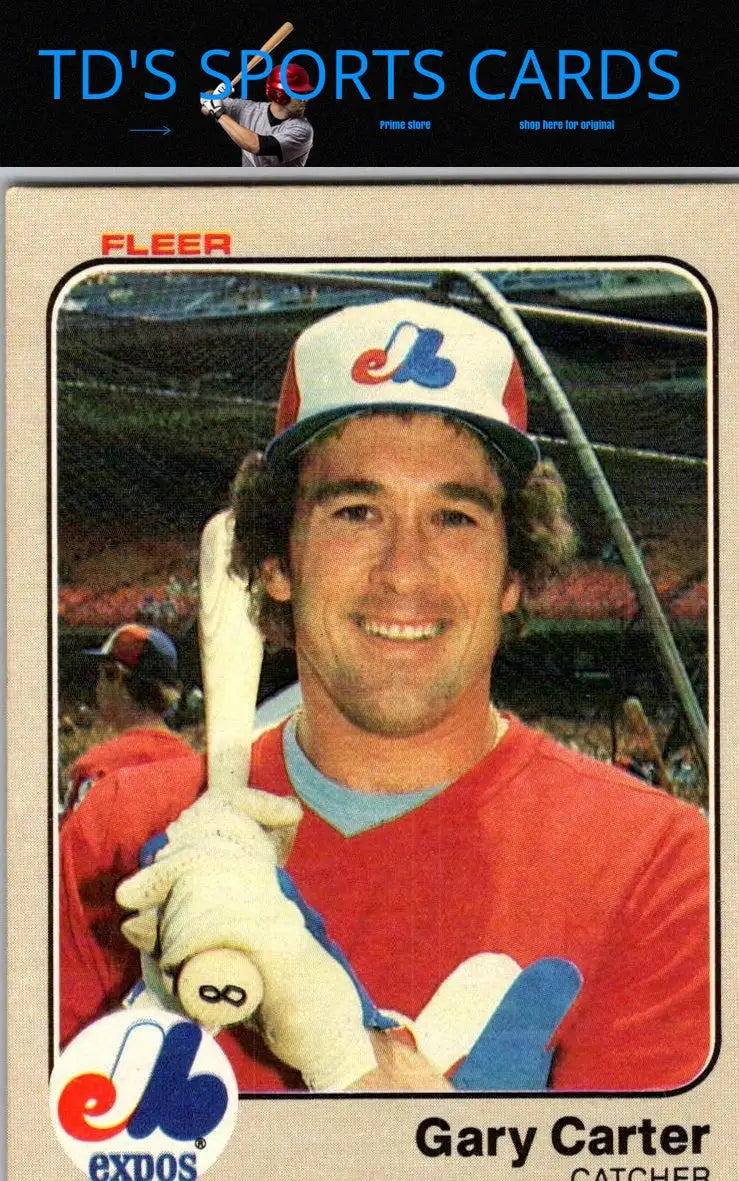1983 Fleer Gary Carter baseball card front view for collectible sports card display