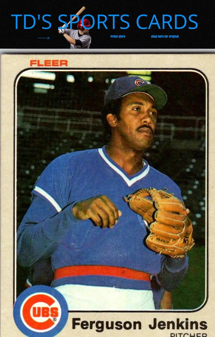 Ferguson Jenkins baseball card from 1983 Fleer #498 featuring legendary pitcher