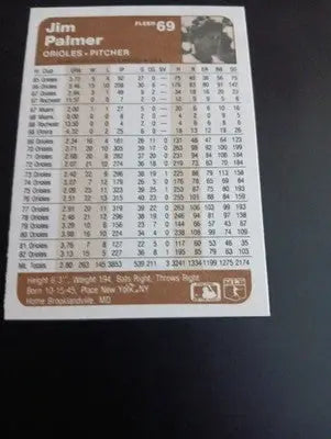1983 Fleer - Jim Palmer #69. Baltimore Orioles. HOF. EX-NRMT - Baseball Card Single